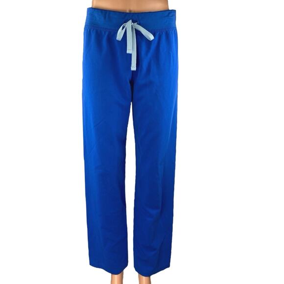 Figs Women's Blue Drawstring High Rise Wide Leg Medical Scrub Pants Size XS - Picture 1 of 5
